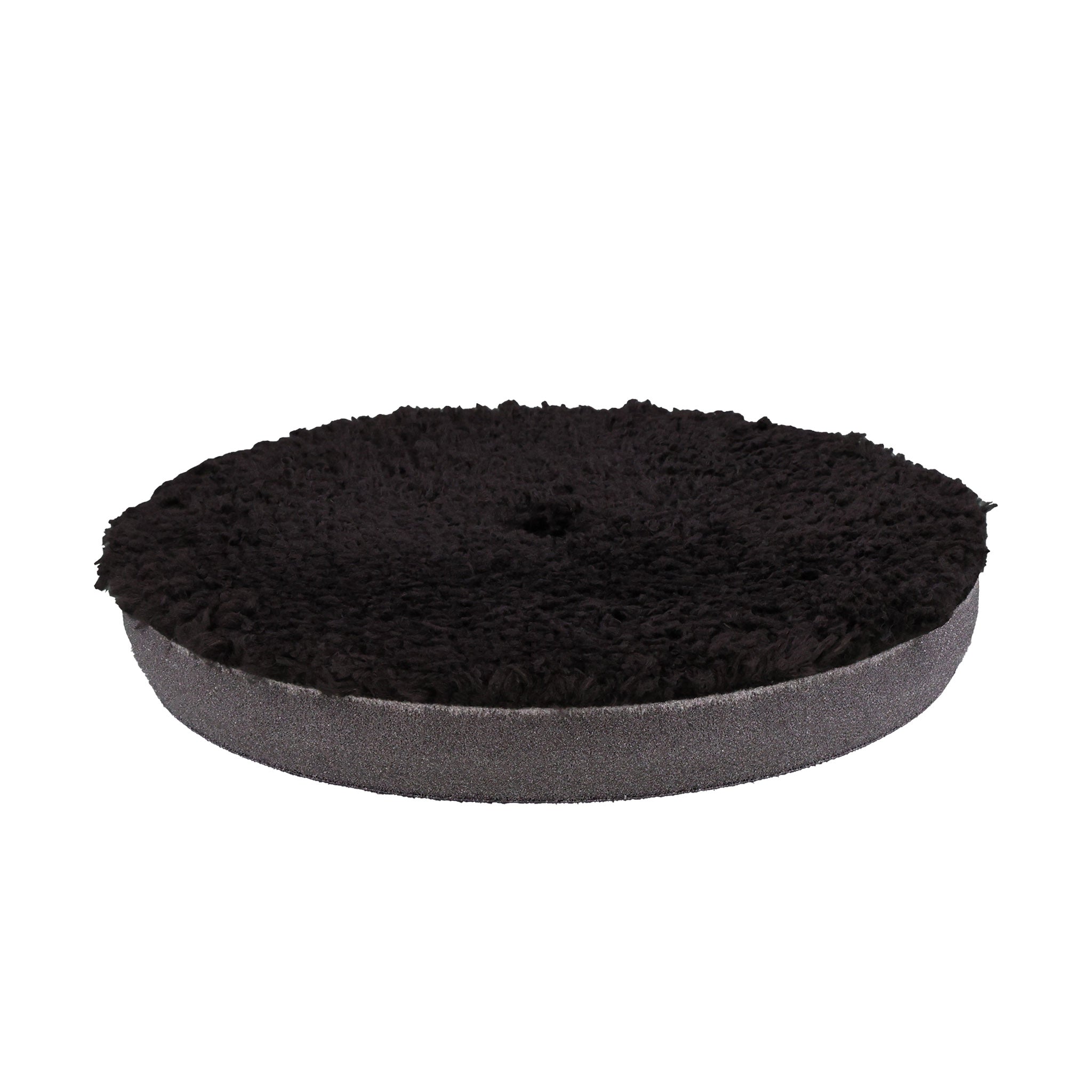 6" Black Standard Microfibre Pad with Black Foam Interface - Finishing